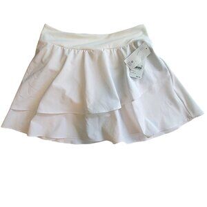 Lands End White Tiered Womens Swimsuit Skirt Bottom Elastic waistband for comfor